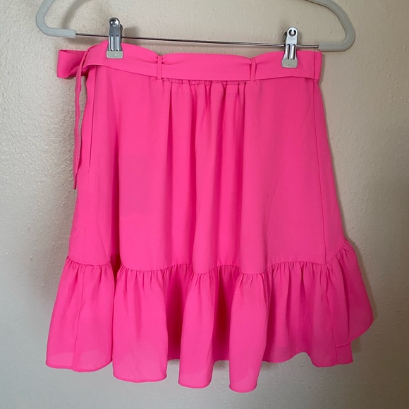 Lilly Pulitzer Pink Cosmo Nessa Ruffled Bow Skirt Sz 4 - Picture 4 of 7